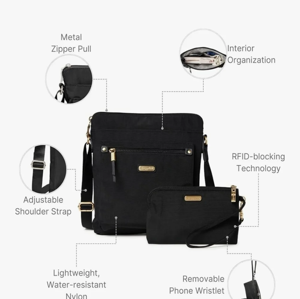 Baggalini Black Crossbody Purse & Wallet - Picture 2 of 4